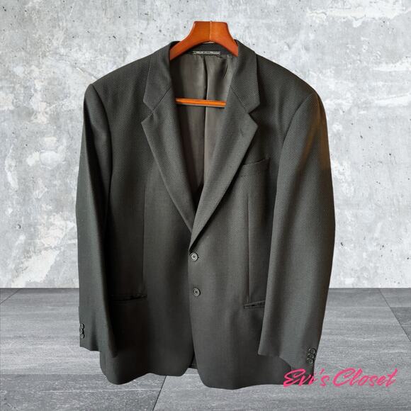 Mani by Giorgio Armani Men's 100% Wool Blazer 42R  Black-Herringbone Grey ptrn - Picture 1 of 7